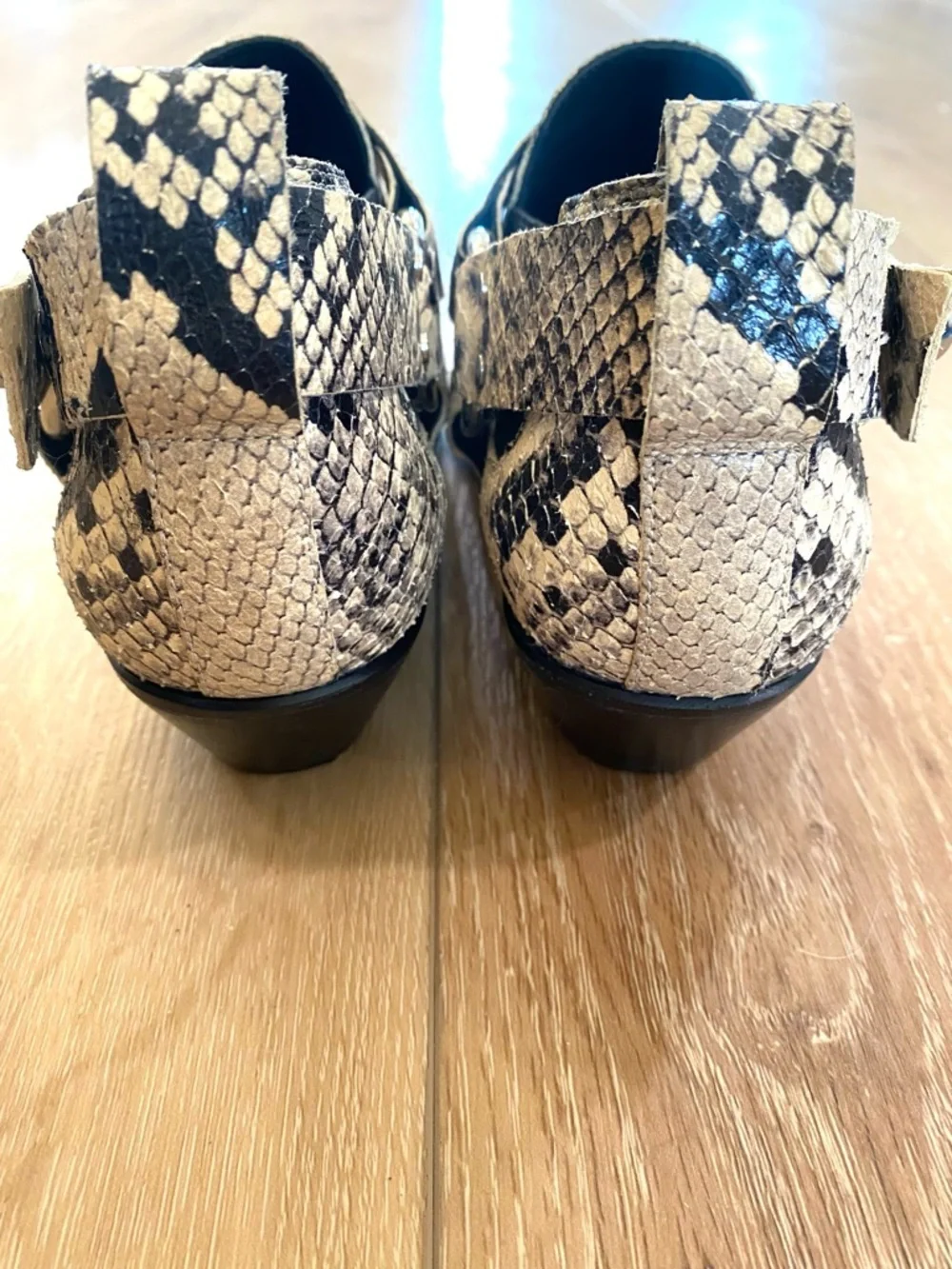 Rag & Bone Westin Harness Ankle Pointed Toe Booties Snakeskin Rock Chic Size 8 - Picture 5 of 10